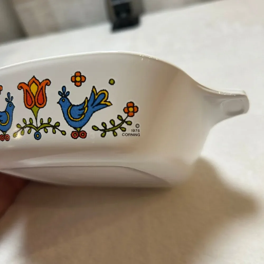 Vintage Corning Country Festival Casserole Dish 1975 Square Baking Dish 5x5